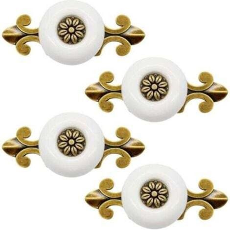 Set di 4 maniglie in ceramica per porte con viti da 2,5 cm, bianche, maniglie per mobili e cassetti in stile vintage classico per cucina, soggiorno e camera da letto.