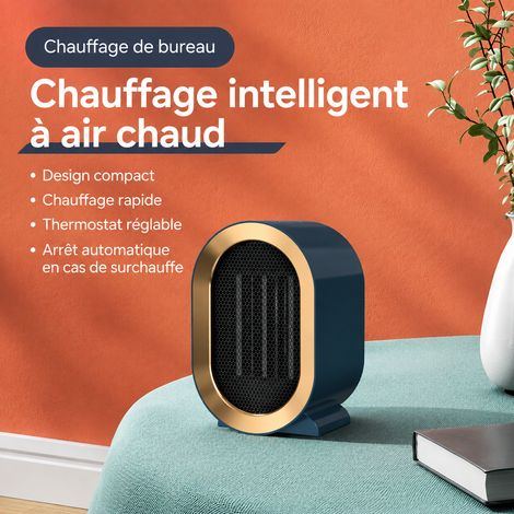 Mini radiateur soufflant électrique céramique PTC 1200W bleu 2 allures anti-basculement prise US réf 1391 15,5 × 13,5 × 20 cm 650 g – Livraison gratuite
