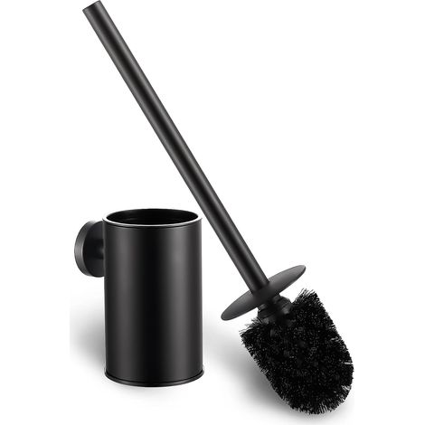 Porte-Brosse de Toilettes Mural Noir Mat - Acier Inoxydable 304, Support 15kg, Installation par Percage pour Usage Domestique et Commercial, Accessoire de Nettoyage Hygénique (Noir Mat)
