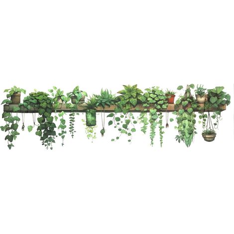 Autocollants Muraux de Plantes Vertes, Decoratifs, PVC, Vibrant, Botanique, Muraux Decal Sticker, pour Interieur (1/5)