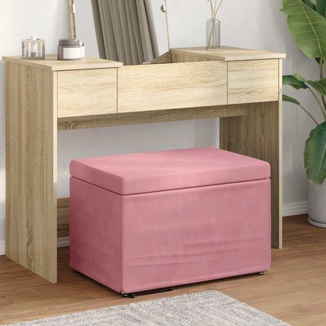 Hocker Rosa 61 x 41 x 40 cm Samt und Engineering Holz