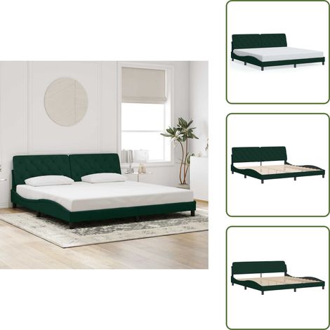 Cuscino testiera - vidaXL Giroletto senza Materasso Verde Scuro 200x200 cm in Velluto - Velluto