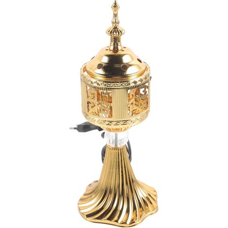 Brûleur de Parfum Relaxante en Métal Électrique Vintage Portable pour Aromathérapie Style Rétro Or Élégant pour Poser Table (1/5)
