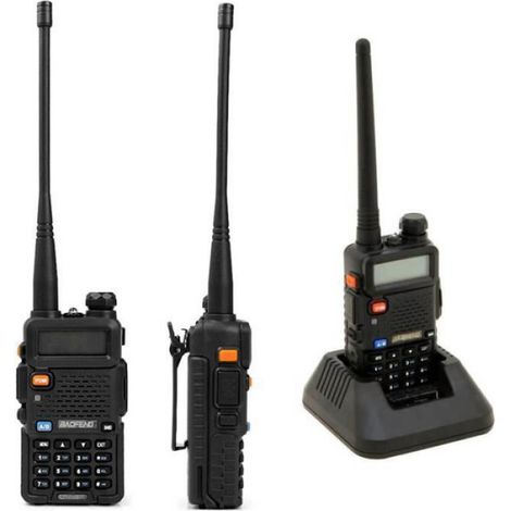 Baofeng UV-5R Talkie-walkie FM radio VHF-UHF avec double bande, affichage, veille et horloge intégrée Noir (1/4)