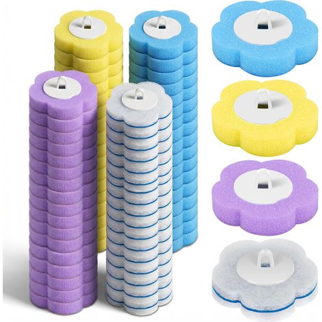 Lot de 72 têtes de rechange jetables pour brosse de toilette, en éponge bleue, avec produit de nettoyage, pour lavabo, baignoire (1/4)