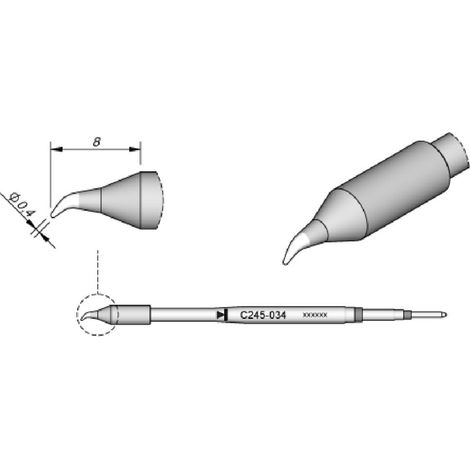 JBC C245-030 Advcanced Serie Cartouche avec pointe de rechange droite pour fer à souder T245-A 0,3 mm (1/2)