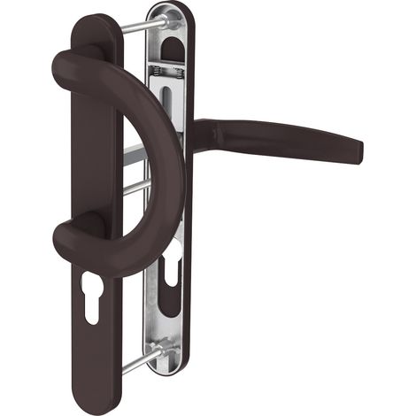 Langschild Türbeschlag 8-72mm Schmalrahmengarnitur Braun RAL8019 Türdrücker PZ Bügelgriff/Drücker 87-102mm nein (1/2)