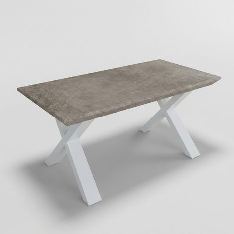 Tavolo pranzo allungabile 12 posti con gambe bianche 160/260x90 Asti - Grigio chiaro