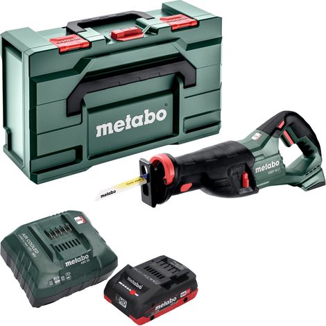Metabo SSEP 18 LT sierra de sable sin cable 18 V 32 mm + 1x batería LiHD 4,0 Ah + cargador + metabox