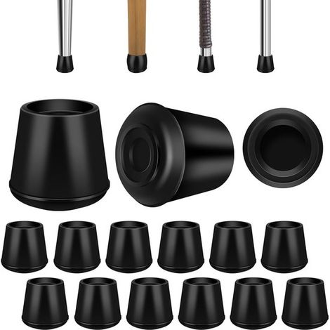 Tapones redondos de goma de 2,5 cm (1 pulgada) para patas de sillas,12 unidades,madera,2,5 cm,negro (1/5)