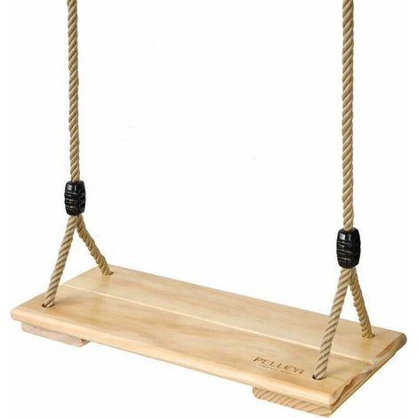 Balançoire en bois, balançoire de jardin pour adultes/enfants, jeu d'extérieur avec corde réglable, hauteur 200 kg - (1/4)