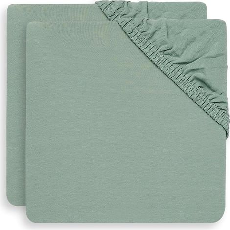 2 Drap-Housse Jersey 60x120 cm Coton Extensible Vert Cendré Pour Lit Bébé (1/5)