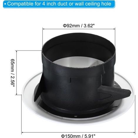 Grille d'aération ronde de 15 cm (4 pouces), diffuseur de plafond réglable, en ABS, blanche, pour salle de bain, cuisine et salon (1/4)