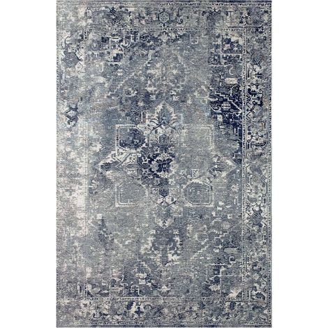 Tapis intérieur extérieur bleu jacquard antidérapant - 170 x 240 cm (1/5)