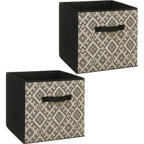 Lot de 2 boites de rangement pliantes motif ethnique MIX'N MODUL
