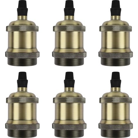 6 x E27 Vintage Lamp Sockets, Solid Ceramic Adapter, Bulb Socket, Ceramic Lamp Holder Adapter, Aluminium Bulb Socket for Ceiling Lights (1/5)