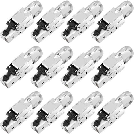 Lot de 12 fiches réseau CAT 7 RJ45 sans outil - Connecteur LAN sans outil - Compatible avec câble réseau Cat 7,6a 6 - Connecteur Ethernet jusqu'à 10 Gbps - Transmission de signal stable 1000 m (1/5)