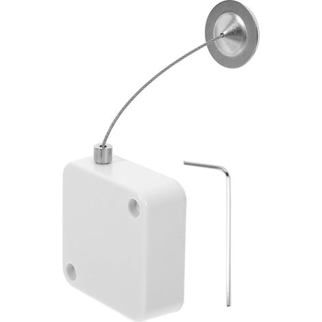 Boîtier Rétractable Antivol Câble en Acier 1 Mètre Verrouillage Fil Acier Automatique, Support Câble Télescopique Blanc pour Sécurité et Protection Antivol Outil Maison (1/5)