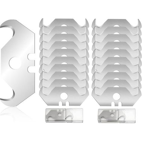 Lames à Crochets, Lame Cutter, Acier Lames Trapèzes, Lame à Crochet pour Cutters Trapézoïdales Rechange pour Couper Adaptées aux Cutters et Couteaux Universels avec Rangement en Boîte (1/5)