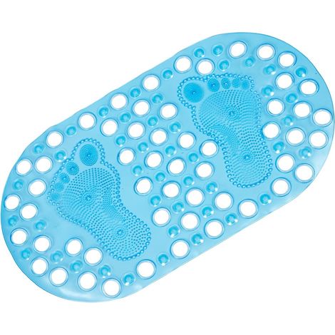 Rutschfeste Fußmassagematte fürs Badezimmer, transparent blau, aus komfortablem, rutschfestem Material, mit Fußpedal-Reinigungsfunktion, saugfähig (1/5)