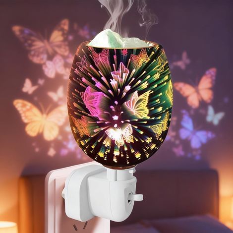 Lampe à Parfum électrique - Verre 3D Papillon - Diffuseur De Cire Aromatique - Veilleuse Décorative - 30w (1/5)