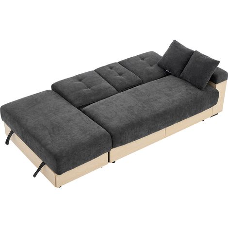 Sofá Cama con Almacenaje, Respaldo de 3 Posiciones, Tejido Chenilla, Gris, 217 x 110 x 90 cm (1/5)