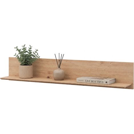 Mensola Lusern, un Ripiano, Sfumatura Colore Struttura Rovere Nodi, 128x20x24h cm Marrone Rovere Nodi
