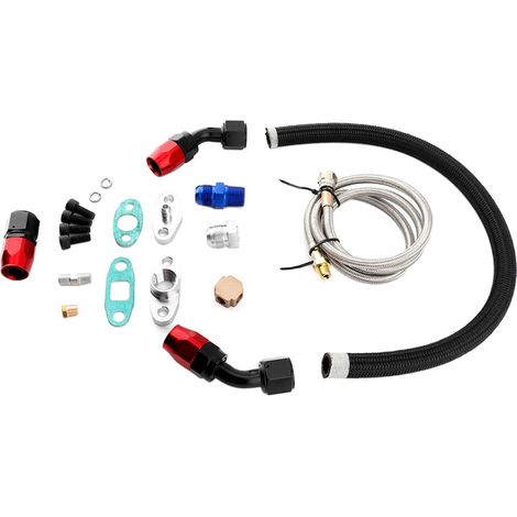 Kit de bride d'adaptation de connecteur AN10 pour les conduites d'entrée et de retour d'huile des turbocompresseurs pour les turbocompresseurs T3, T4, GT35, T70 et T66. (1/5)