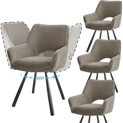 Chaises de salle à manger - WAFTING - WAFTING - Lot de 4 - Pivotantes - Velours taupe (1/5)