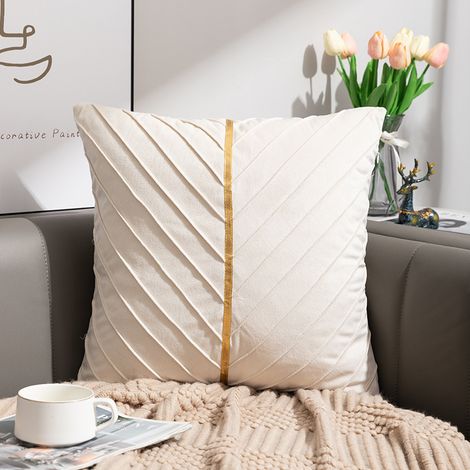 SHINING HOUSE Kissenbezüge, Samt-Kissenbezüge, 45 x 45 cm, beige Kissenbezug für Wohnzimmer, Schlafzimmer, Büro, Auto, Sofa, weiche quadratische dekorative Sofakissen, 2er-Set