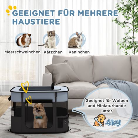 Parc pliable pour chiots et chatons avec sac de transport, gris, usage intérieur et extérieur (1/4)