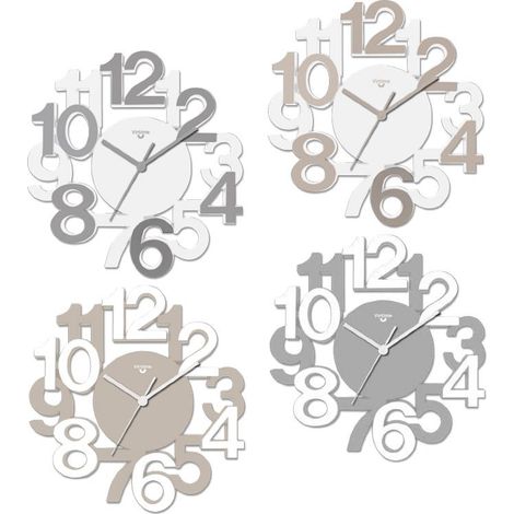 Orologio da Parete in ABS Numeri Grandi 32,8 x 34,5 cm Virtime 4 Colori