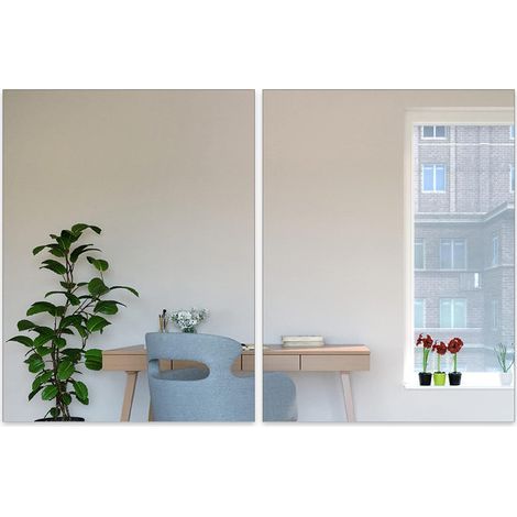 Lot de 2 stickers muraux en acrylique effet miroir – 40 x 30 cm (1/5)