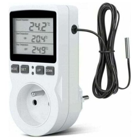 [JAMAIS UTILISÉ]Prise programmable -Prise Thermostat, Prise Minuteur Digital, Prise Programmable Digitale avec Sonde, Minuterie Numérique Programmable, Prise Thermostat chauffage pour Serre, Aquarium (1/4)