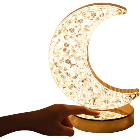 Lampe lunaire tactile couleurs de table en cristal avec veilleuse à intensité variable continu pour chambre d'enfant coucher d 3 (1/4)