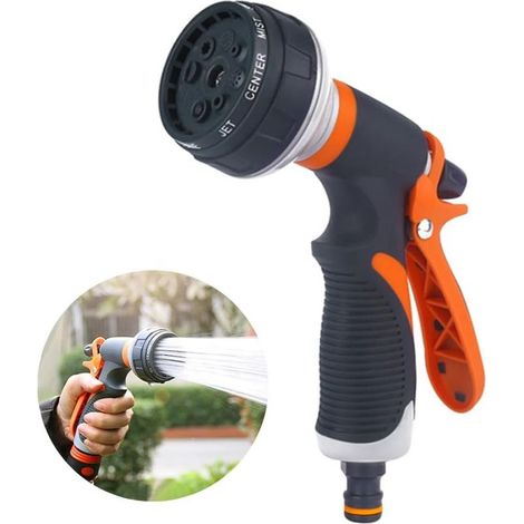 Pistolet d'arrosage, Pistolet Arrosoir avec 8 Modes d'Arrosage, Pistolet Pulvérisateur de Jardin, Débit d'eau Réglable pour Arroser la Pelouse, Le Bain des Animaux Domestiques (1/5)