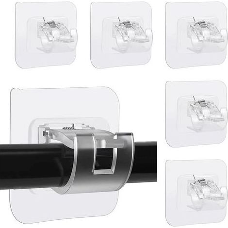 6 supports de tringle à rideaux auto-adhésifs. supports de tringle à rideaux muraux (transparents) (1/5)