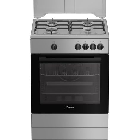 Indesit I6GGKMS. Tipo di prodotto: Cucina, Colore del prodotto: Argento, Tipo di controllo: Manopola. Tipo di piano cottura: Gas, Numero totale di fuochi: 4 Fornello(i), Tipo di superficie superior... (1/4)