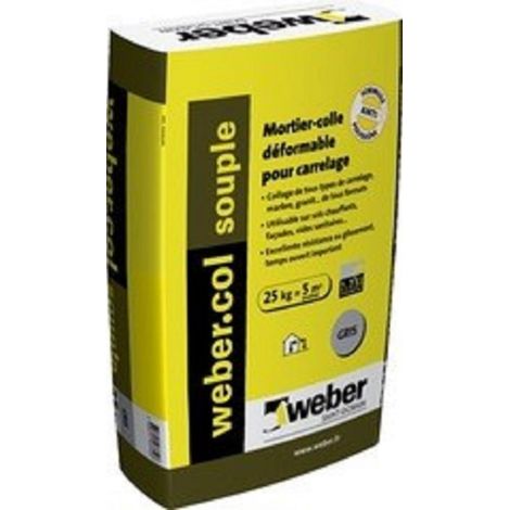 Weber Saint Gobain – Colle déformable pour carrelage – Mortier colle C2S1 ET – Sac 25 kg – Utilisable sur sols chauffants et façades