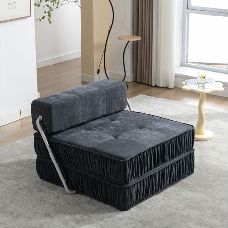 Canapé convertible futon en chenille gris 186 x 93 x 44,5 cm DESVIAE (1/5)