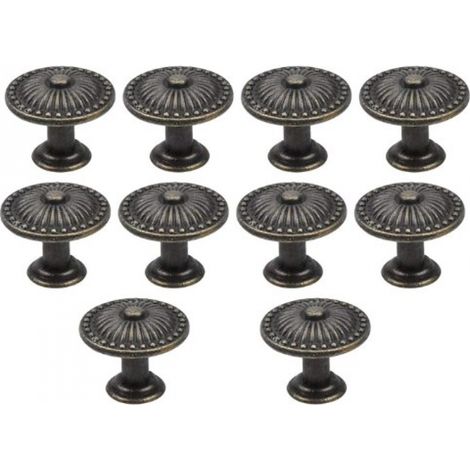 Lntyq Lot de 10 poignées de porte de tiroir en bronze vintage, bouton de meuble 25 mm, boutons de tiroir ronds, boutons de porte en laiton, poignées de meubles pour armoire, cuisine, chambre d'enfant