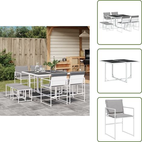 Cuscini da seduta - vidaXL Set da Pranzo da Giardino 9 pz con Cuscini Bianco in Textilene - Cuscini da giardino