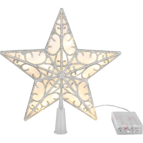 Weihnachtsstern MagicHome, Kunststoff, Timer, 10xLED warmweiß, 25 cm, 2xAA (1/4)