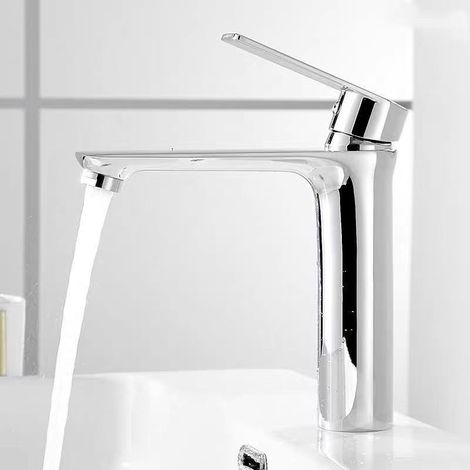 Cross-border black tall basin faucet, single hole hot and cold water faucet, countertop basin bathroom vanity faucet - copper plated low model