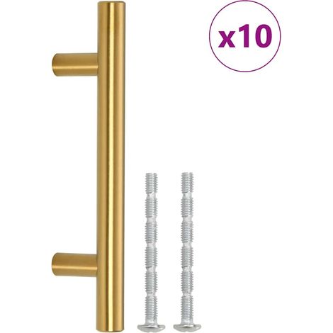 Tiradores armarios 10 uds dorado centro 64 mm largo 100 mm vidaXL