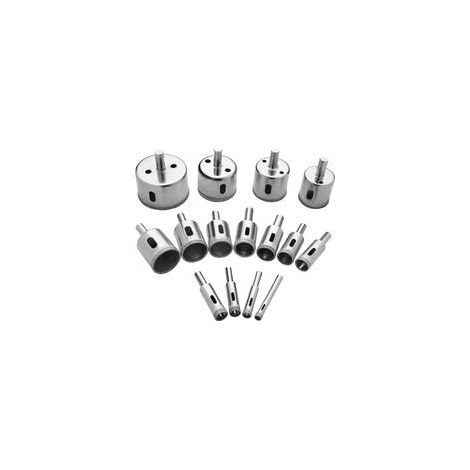 Set di punte diamantate BRAVIX, set di 15 utensili per foratura, sega diamantata per vetro/piastrelle/ceramica/marmo/porcellana, acciaio al carbonio, 8 mm-50 mm