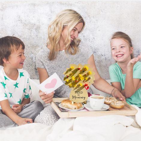 Selbstgemachtes Holztablett zum Muttertag, Blumenstraußständer, Geschenk für Mama (Blumen nicht enthalten). (1/5)