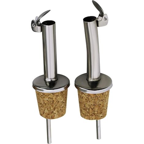 Lot de 10 becs verseurs en acier inoxydable et liège pour huile d'olive avec couvercle rabattable à charnière Idéal pour le vin, l'alcool, le café, le sirop et le vinaigre (1/5)