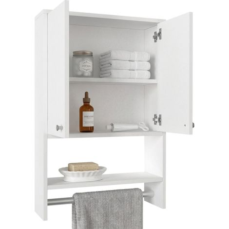 Mobile Pensile Taviano, 2 Ripiani, Apertura Battente, 2 Ante, 59x90h cm Bianco