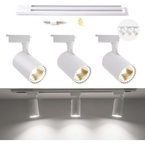 Lampada soffitto LED Faretto 3 punti orientabile Bianco 30W (1/5)